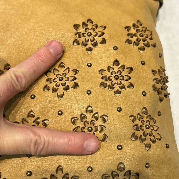 Errelleventidue Italian Leather Handbag Satchel Purse Floral Cutout Stud Detail - Picture 6 of 13